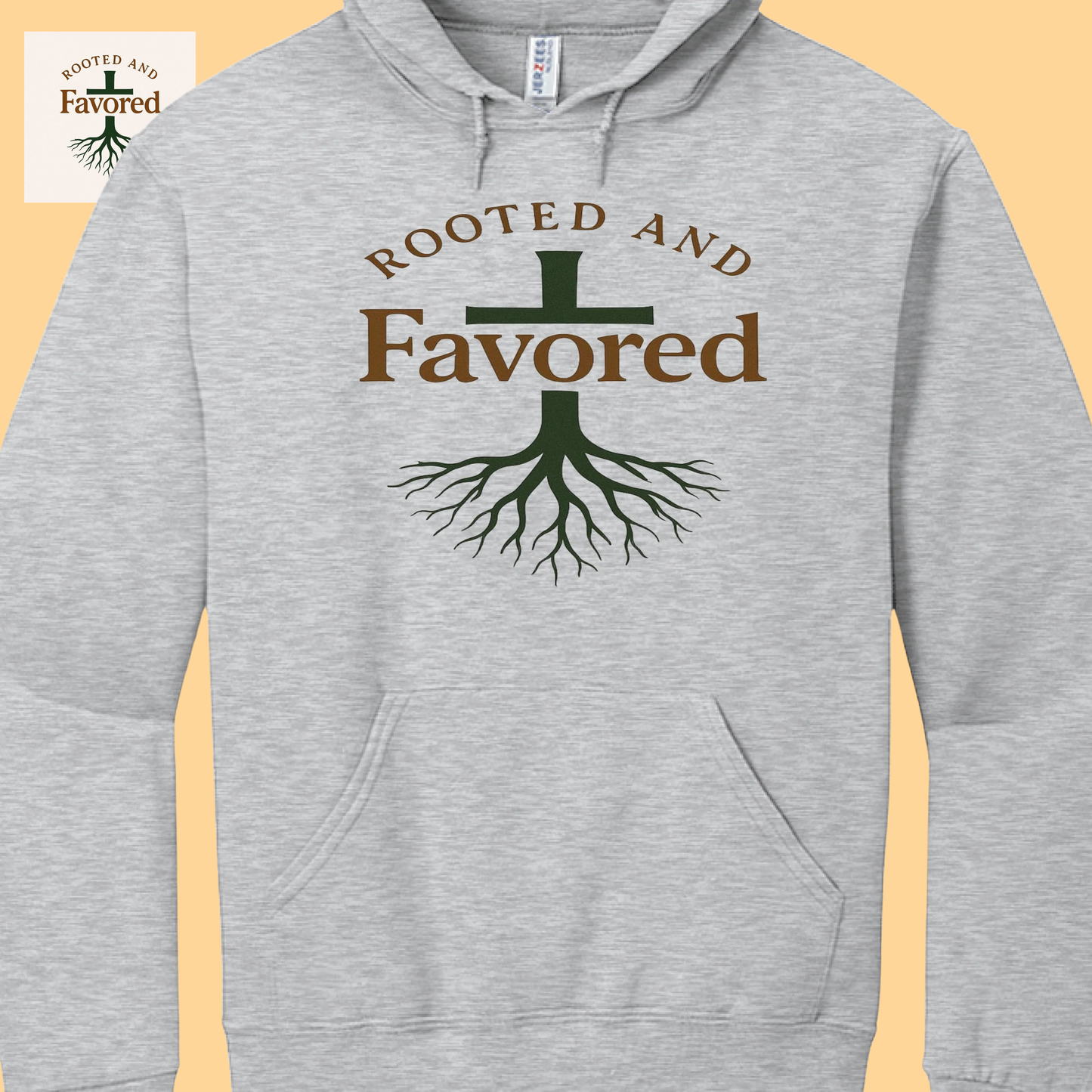 Men's Jerzees NuBlend Fleece Pullover Hoodie "Rooted and Favored"
