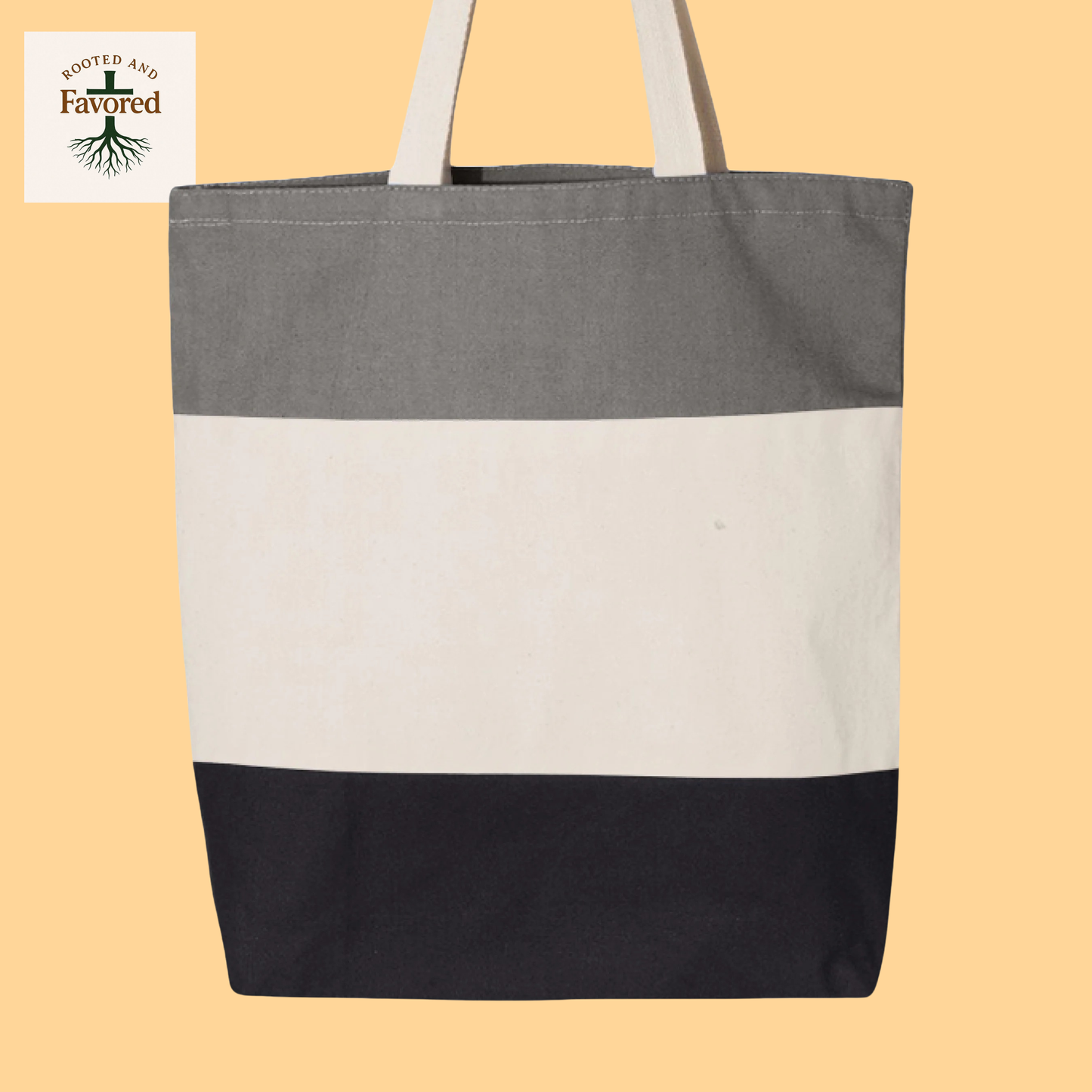 Q-Tees Tri-Color Tote Bag "Pray More Worry Less"