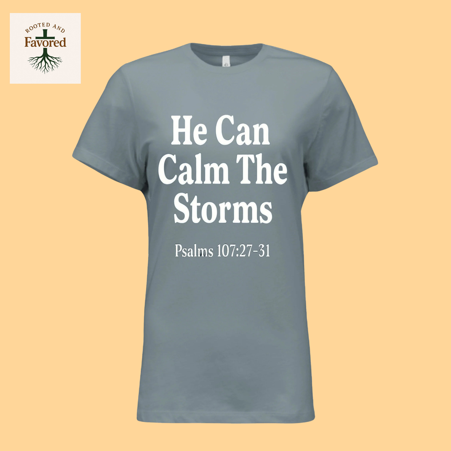 Women's Bella Relaxed Jersey Short-Sleeve T-Shirt "He Can Calm the Strorms"