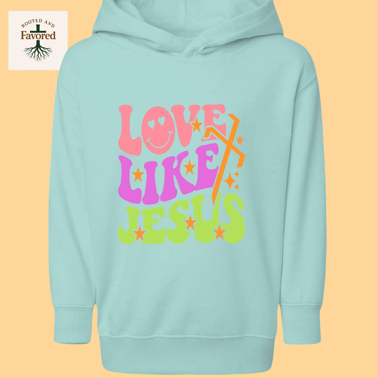 Toddler Rabbit Skins Pullover Fleece Hoodie "Love Like Jesus"