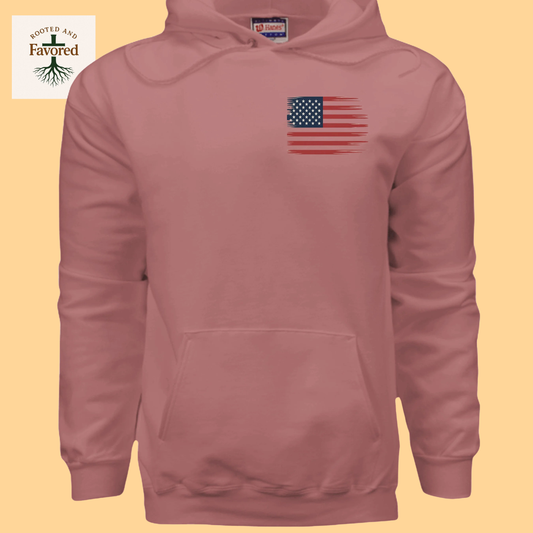 Men's Hanes Ultimate Pullover Hoodie "American Flag-In God We Trust"
