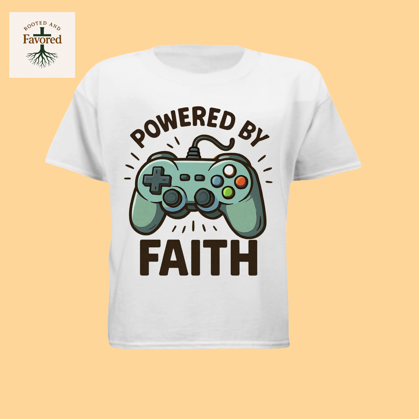 Boys Next Level Youth T-shirt "Powered By Faith"
