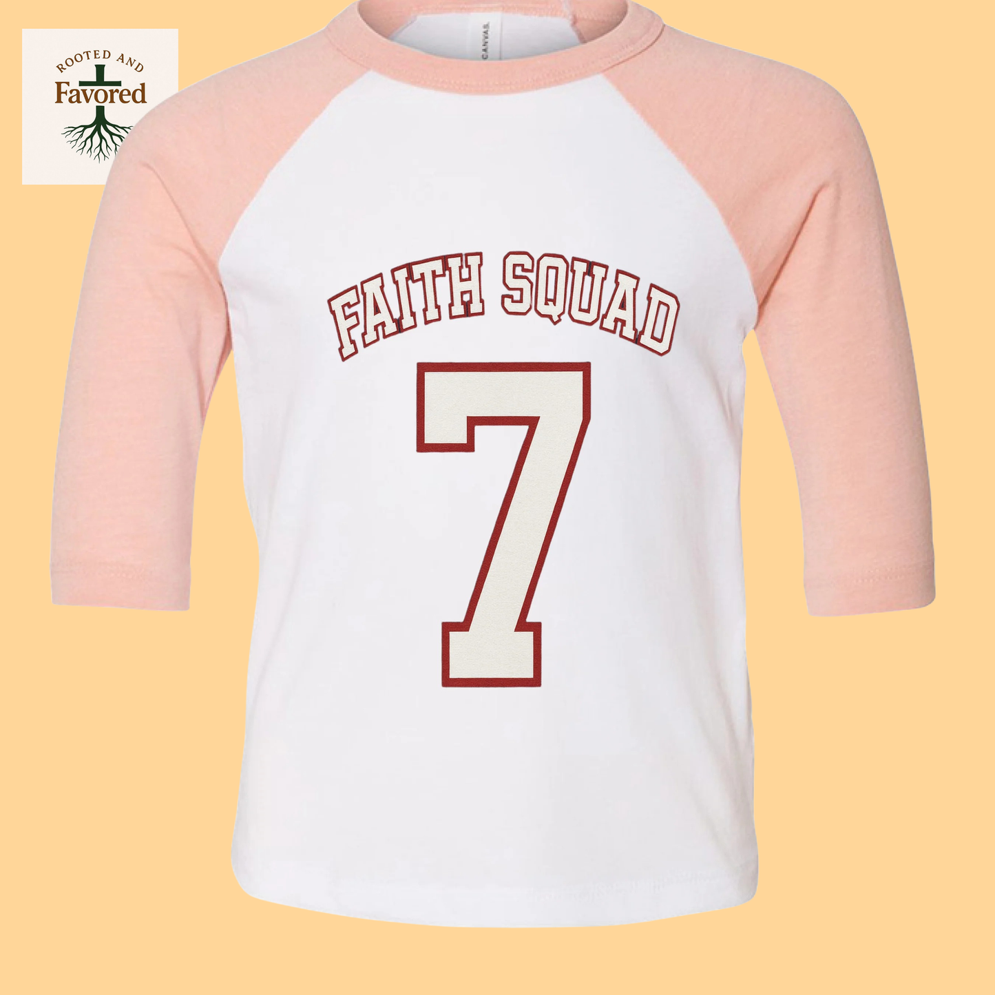 Toddler Bella + Canvas 3/4 Sleeve Baseball T-Shirt "Faith Squad"