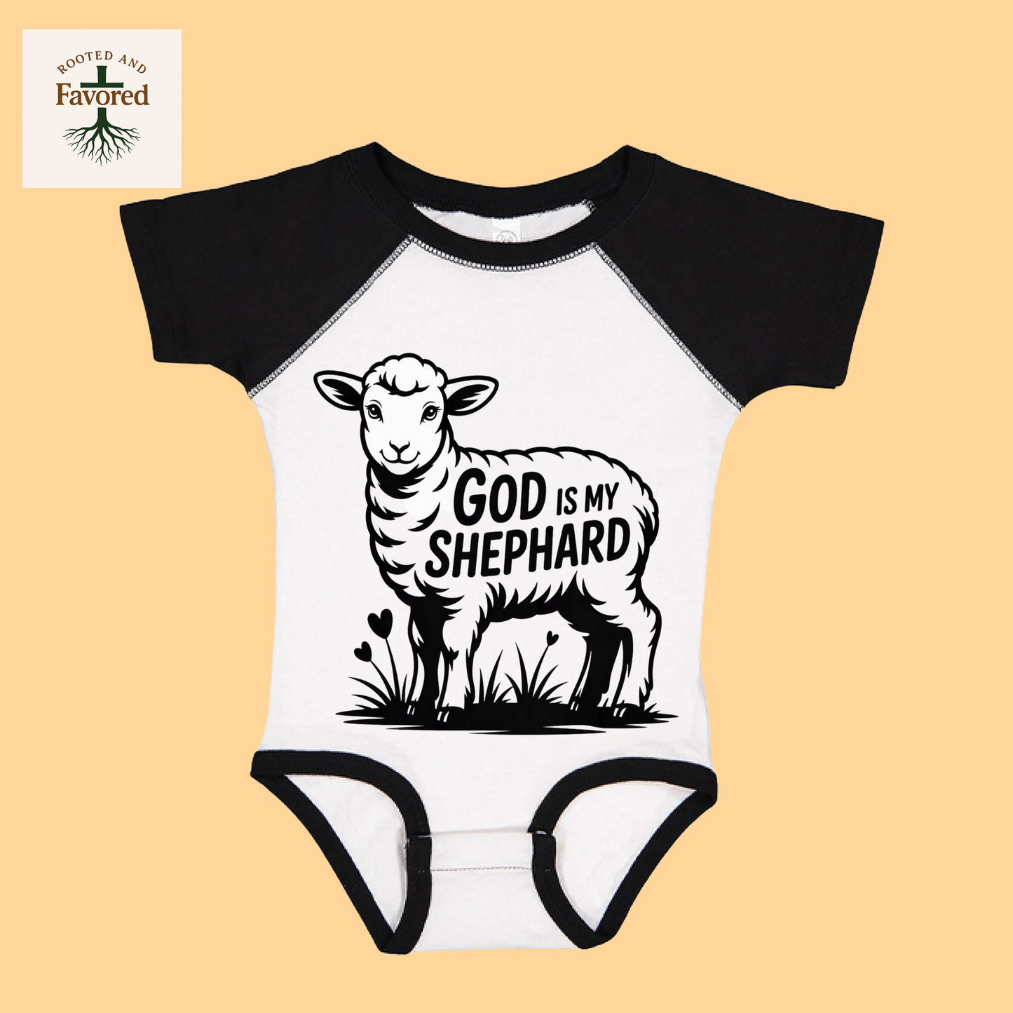 Baby Rabbit Skin Infant Baseball Fine Jersey Onesie "God Is My Shephard"