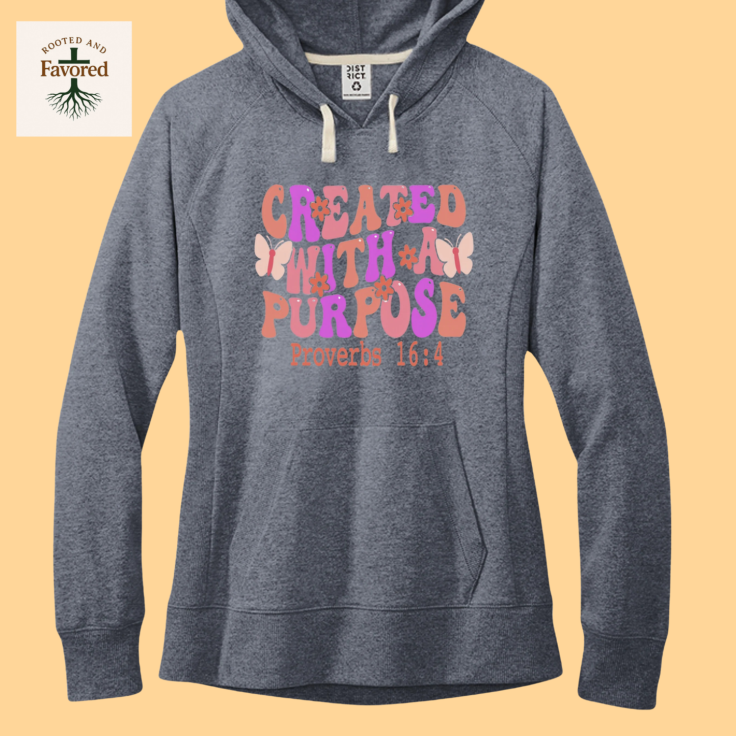 Women's District Fleece Hoodie "Created With A Purpose"