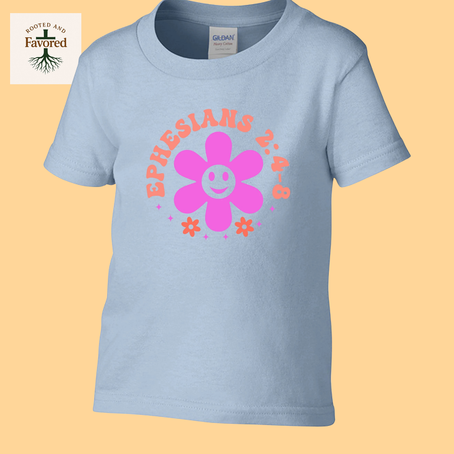 Toddler Girl Gildan Heavy Cotton T-Shirt "Ephesians 2: 4-8"