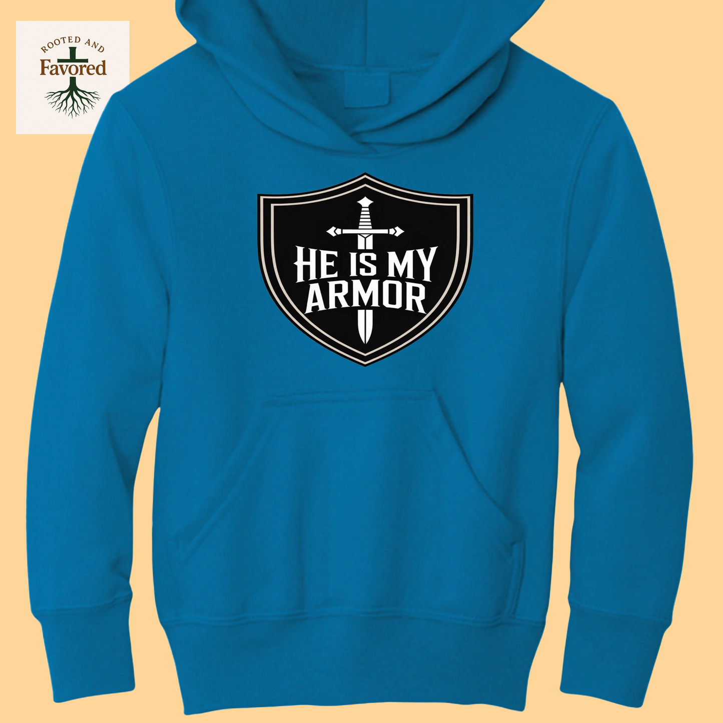 Boy's Youth Port & Company Core Fleece Pullover Hoodie "He Is My Armor"