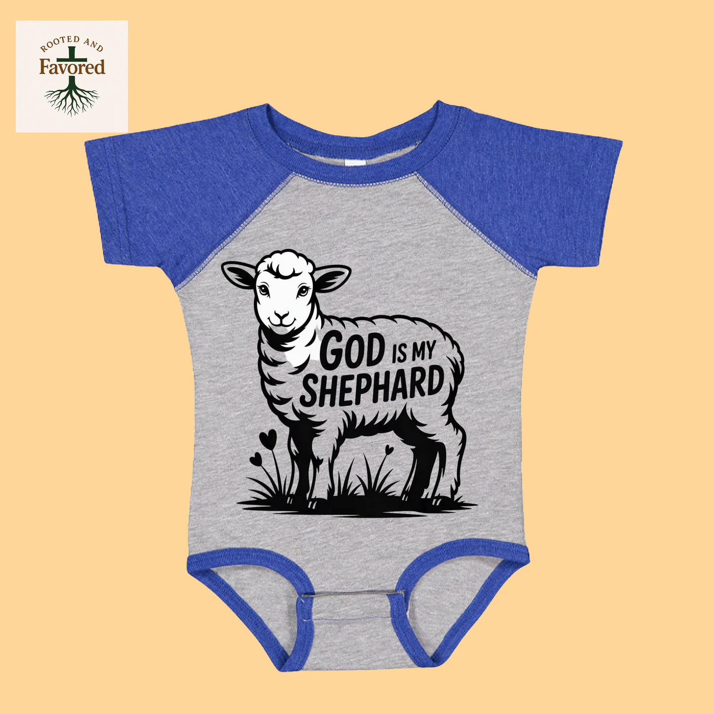 Baby Rabbit Skin Infant Baseball Fine Jersey Onesie "God Is My Shephard"