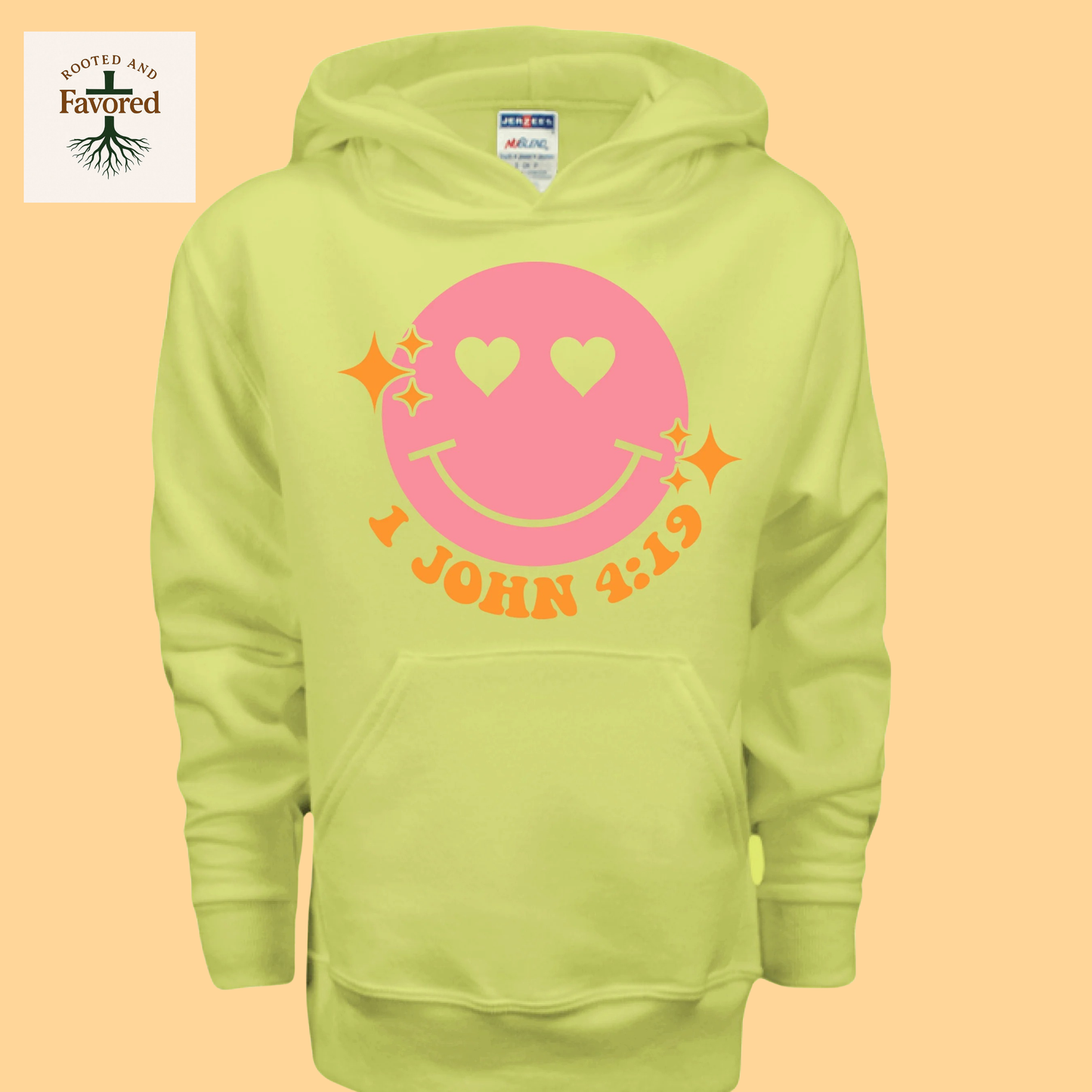 Girls Jerzees NuBlend Fleece Pullover Hoodie "1 John 4:19"