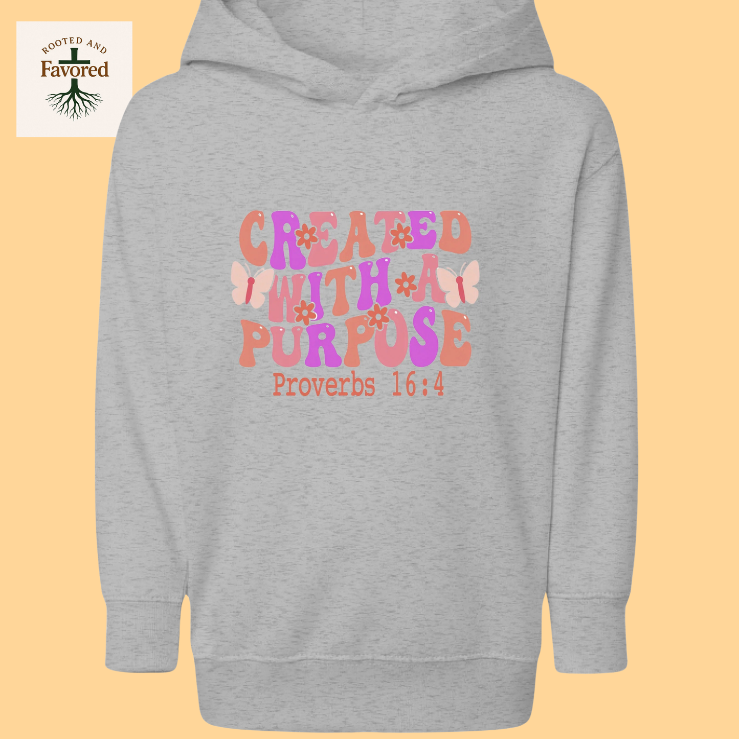 Girls Toddler Pullover Fleece Hoodie "Created With A Purpose"