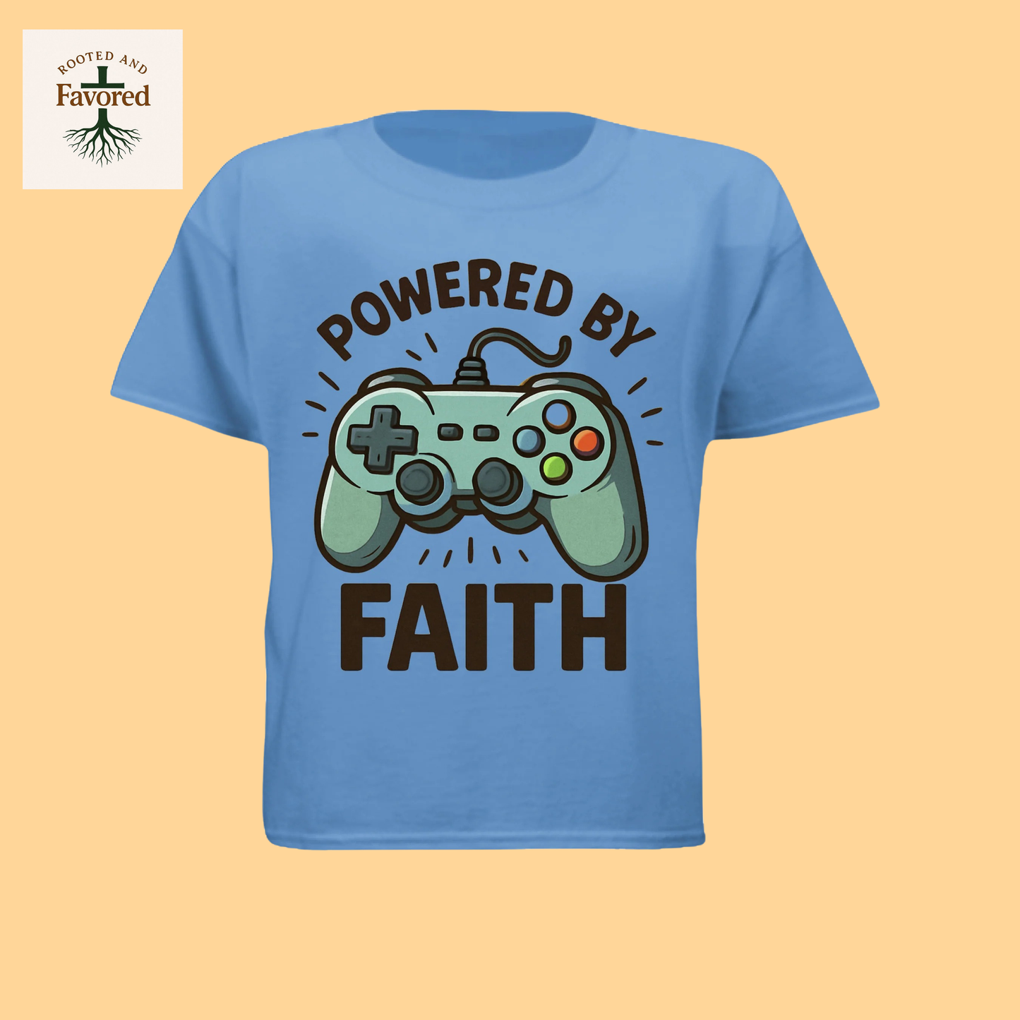 Boys Next Level Youth T-shirt "Powered By Faith"