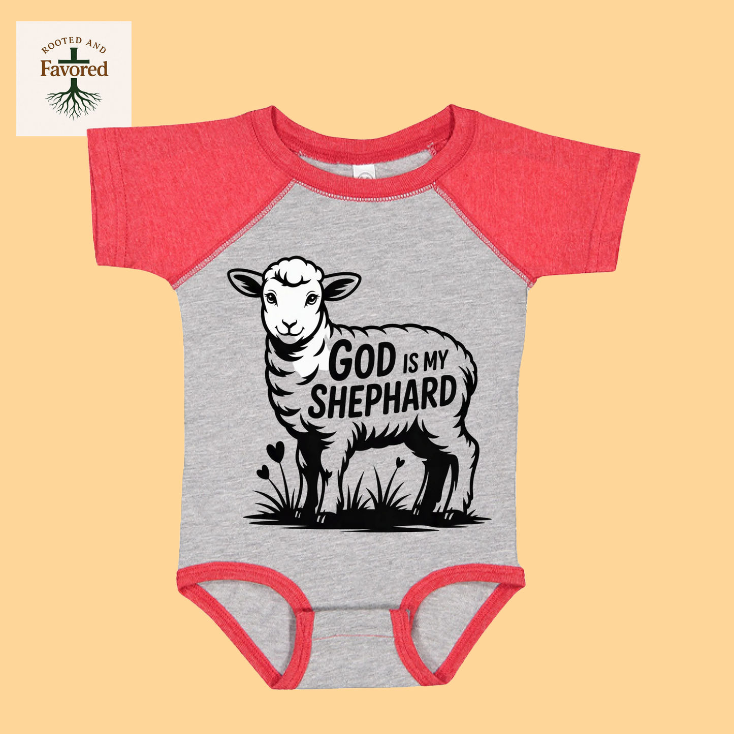 Baby Rabbit Skin Infant Baseball Fine Jersey Onesie "God Is My Shephard"