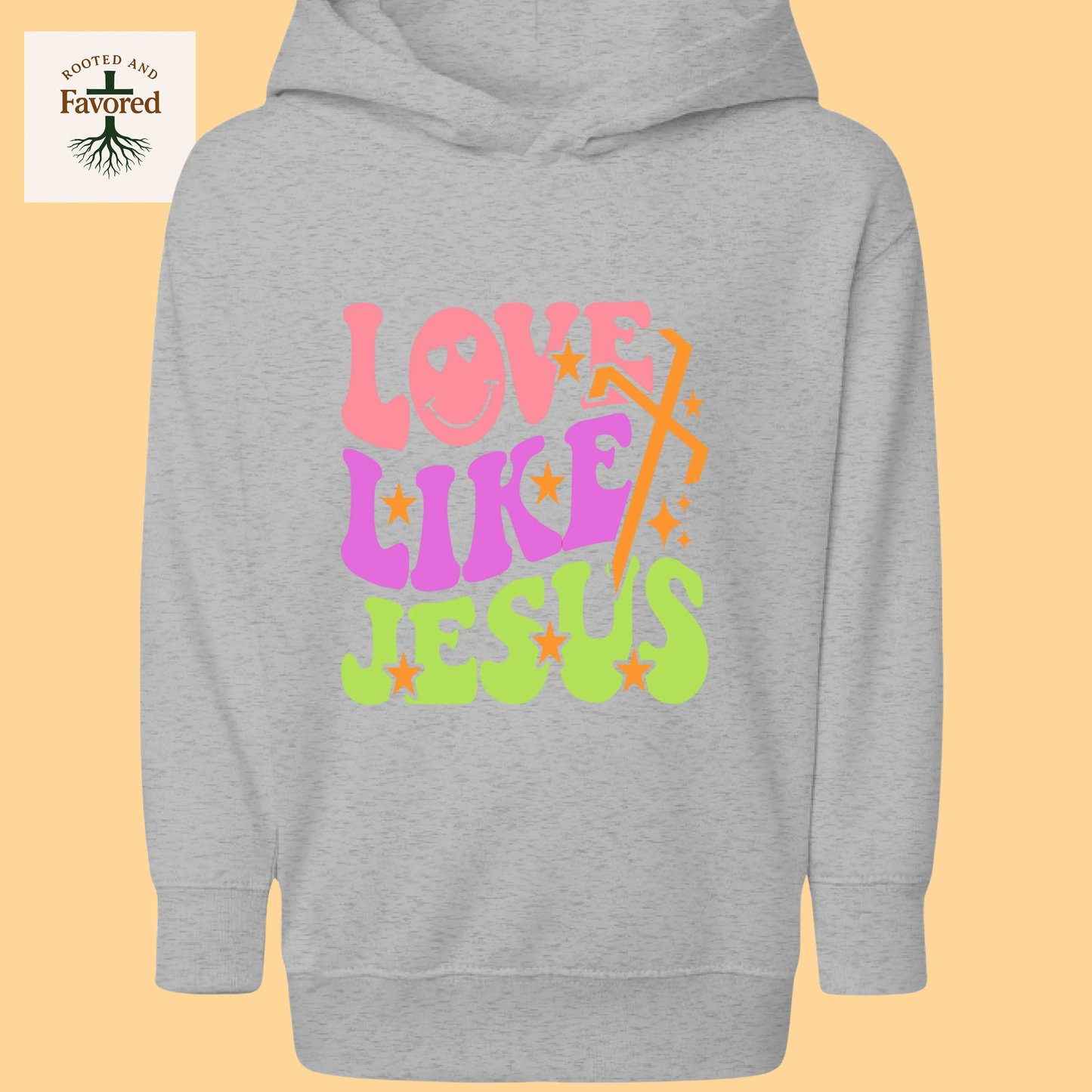 Toddler Rabbit Skins Pullover Fleece Hoodie "Love Like Jesus"
