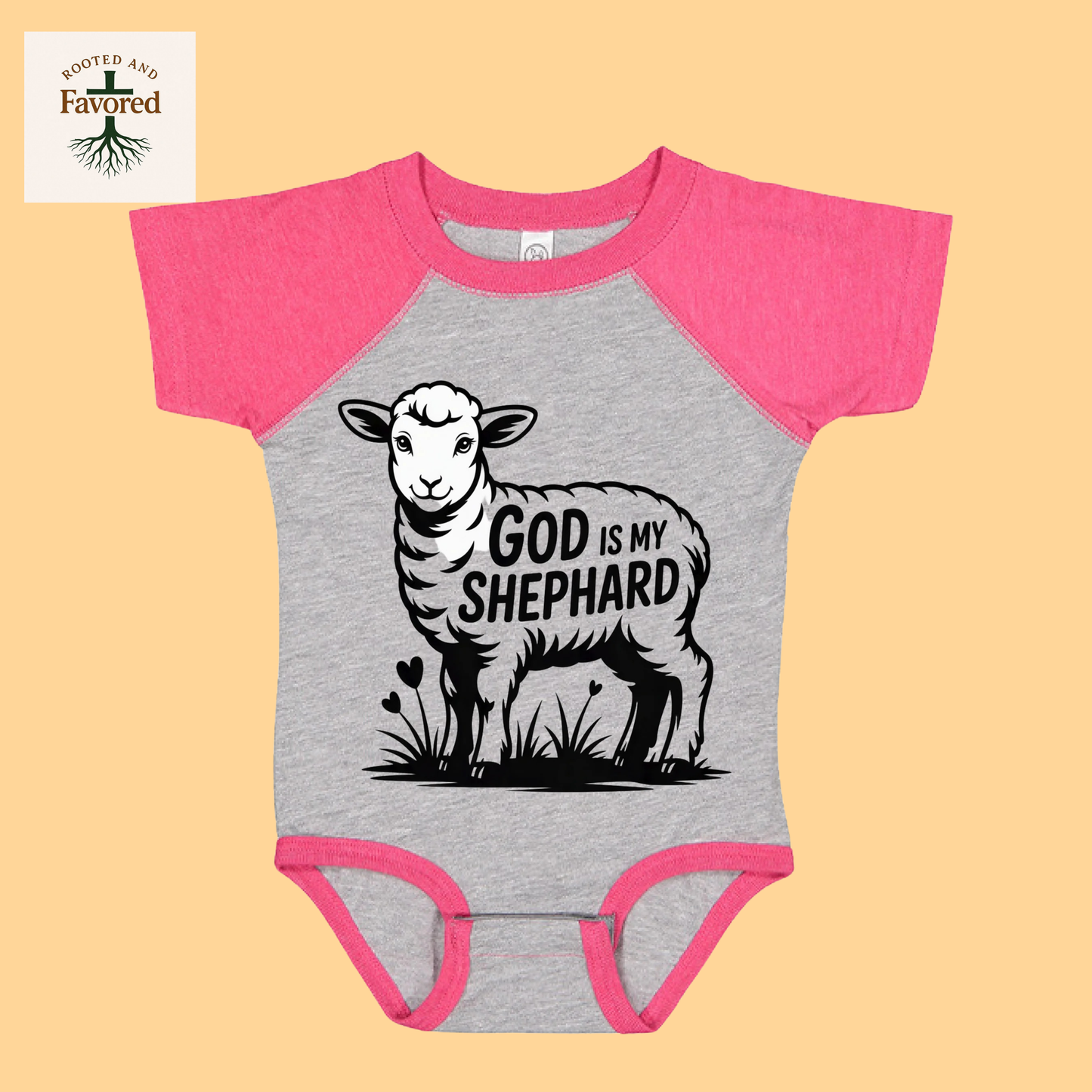 Baby Rabbit Skin Infant Baseball Fine Jersey Onesie "God Is My Shephard"