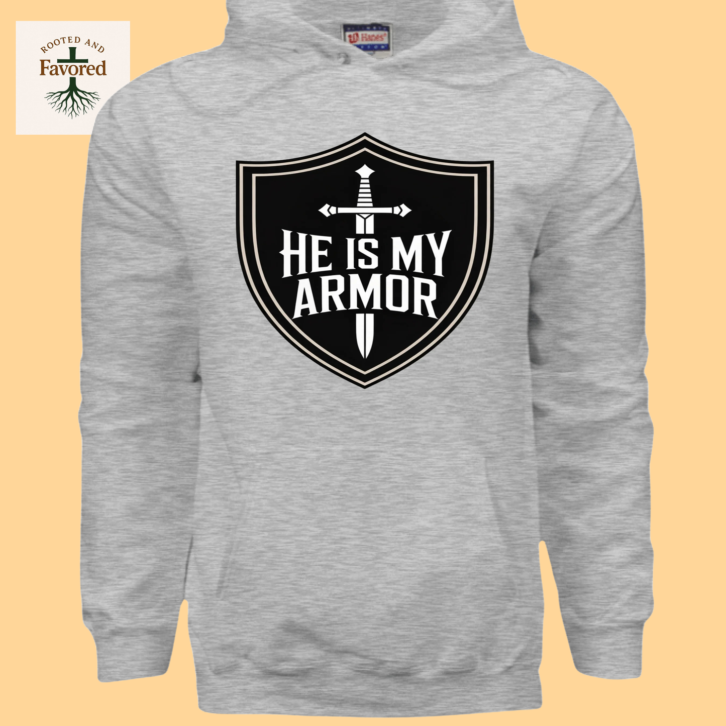 Men Hanes Ultimate Cotton Pullover Hoodie "He Is My Armor"