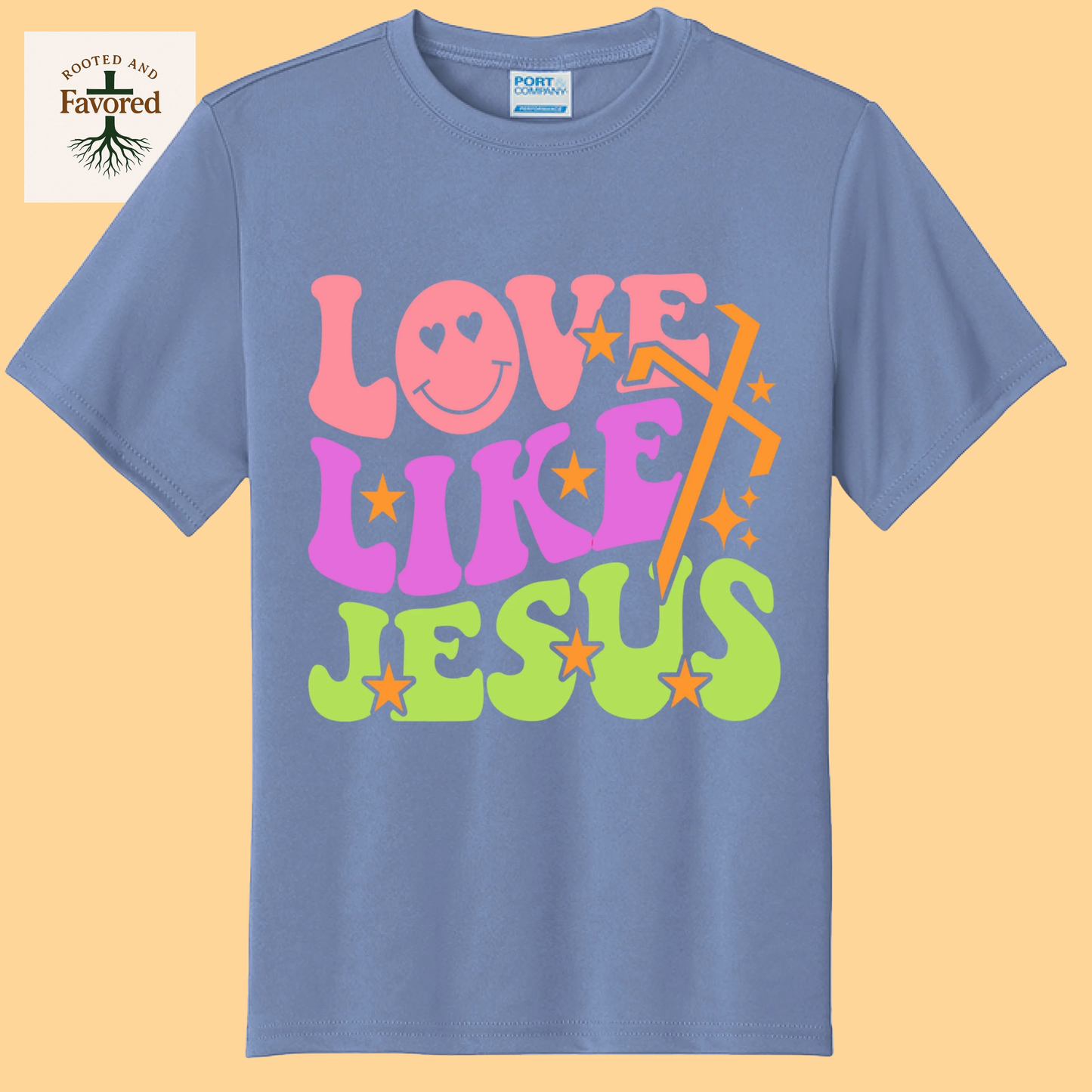 Girls Port & Company Youth Performance T-shirt "Love Like Jesus"