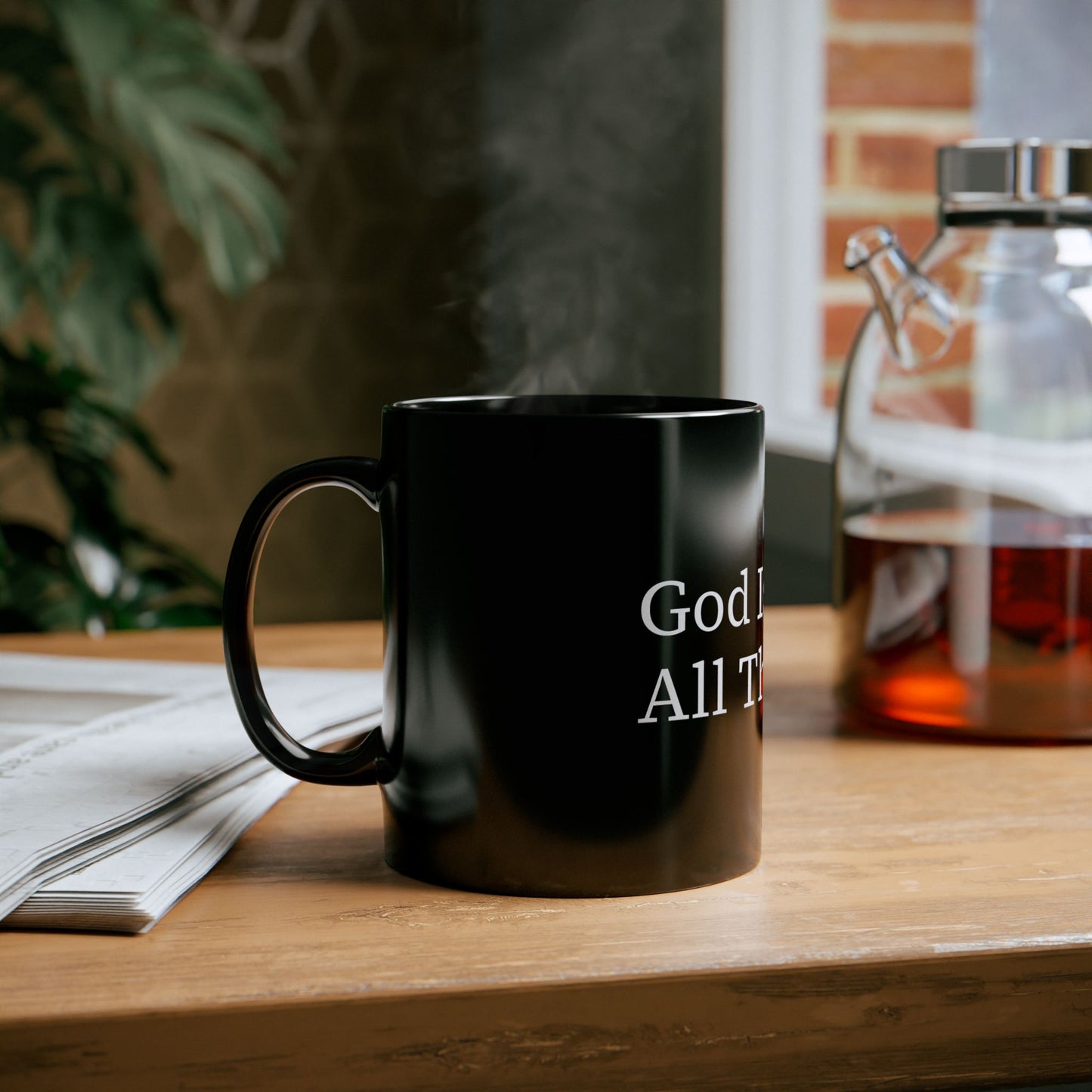 Inspirational Black Coffee Mug - God Is Good All The Time, Gift for Christians, Tea Mug, Motivational Drinkware, Religious Decor