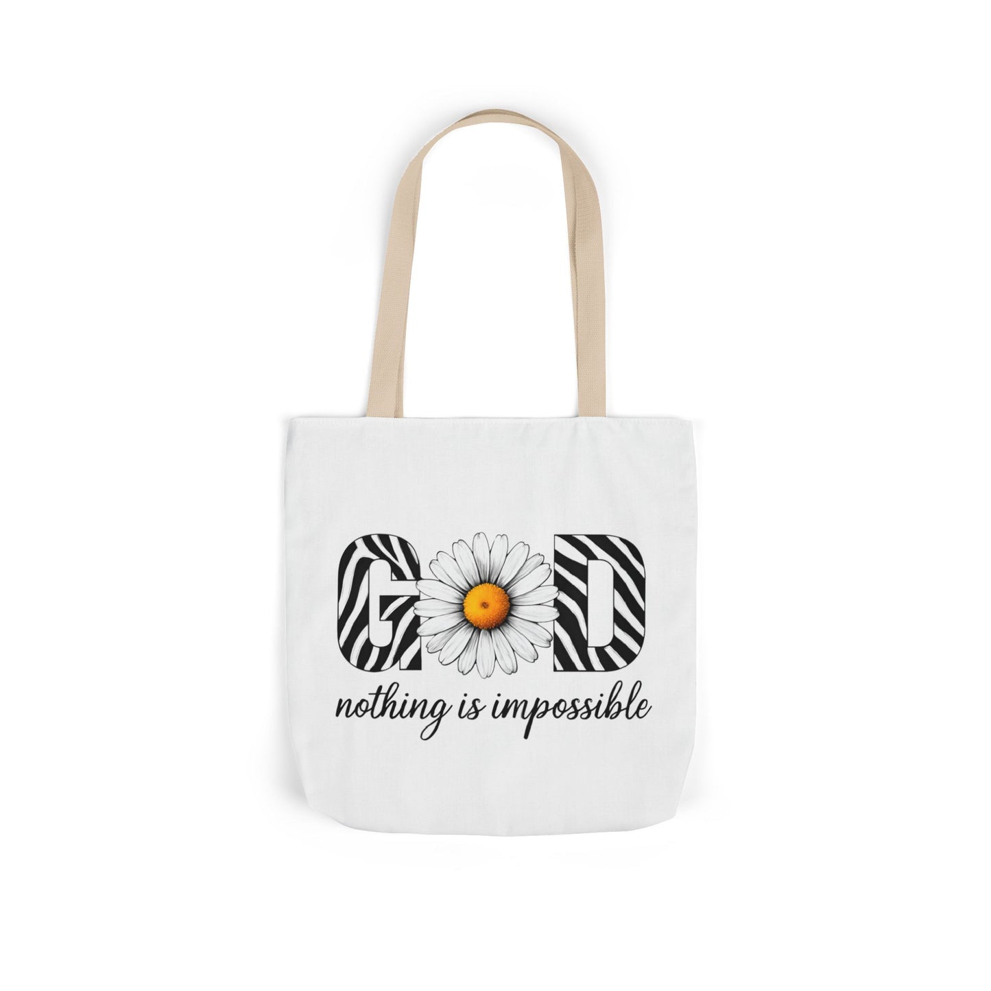 Inspirational Canvas Tote Bag - God Nothing is Impossible, Motivational Gift, Beach Bag, Shopping Tote, Eco-Friendly
