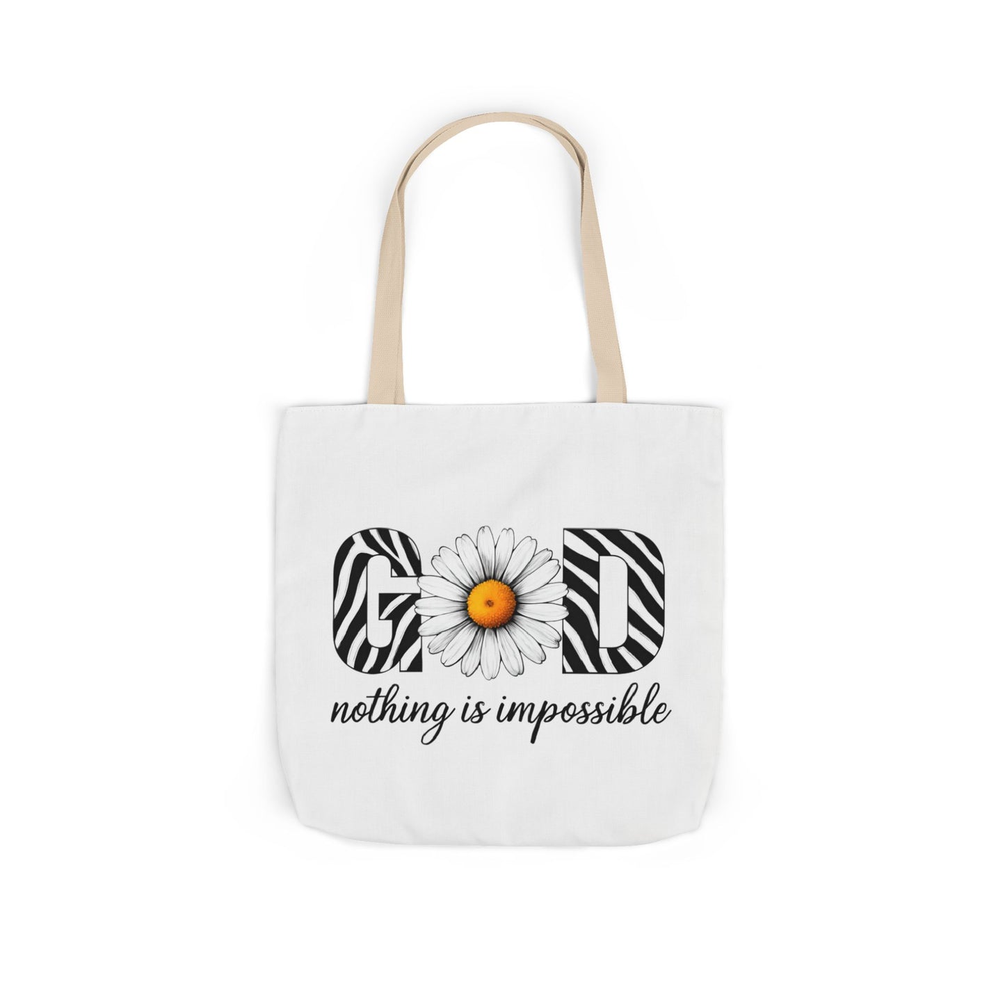Inspirational Canvas Tote Bag - God Nothing is Impossible, Motivational Gift, Beach Bag, Shopping Tote, Eco-Friendly
