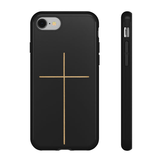 Minimalist Cross Phone Case, Tough iPhone Cover for Faithful Souls, Gift for Christians, Stylish Tech Accessories, Modern Christian Design