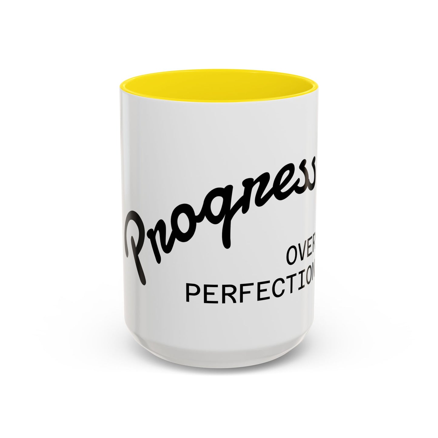 Motivational Accent Coffee Mug "Progress over Perfection"