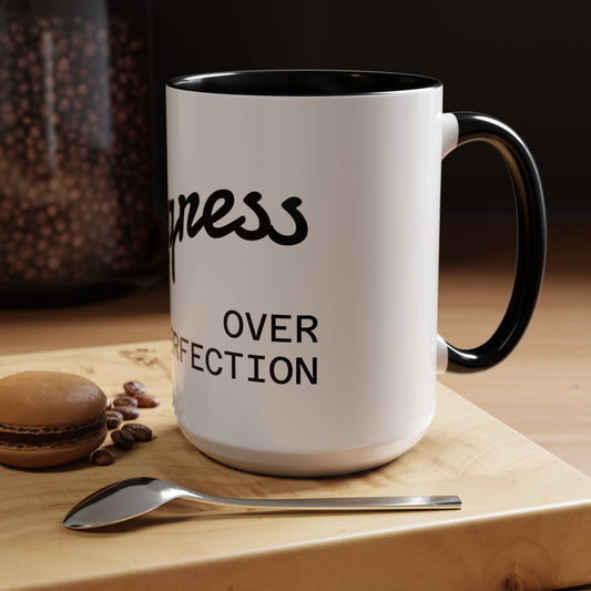 Motivational Accent Coffee Mug "Progress over Perfection"