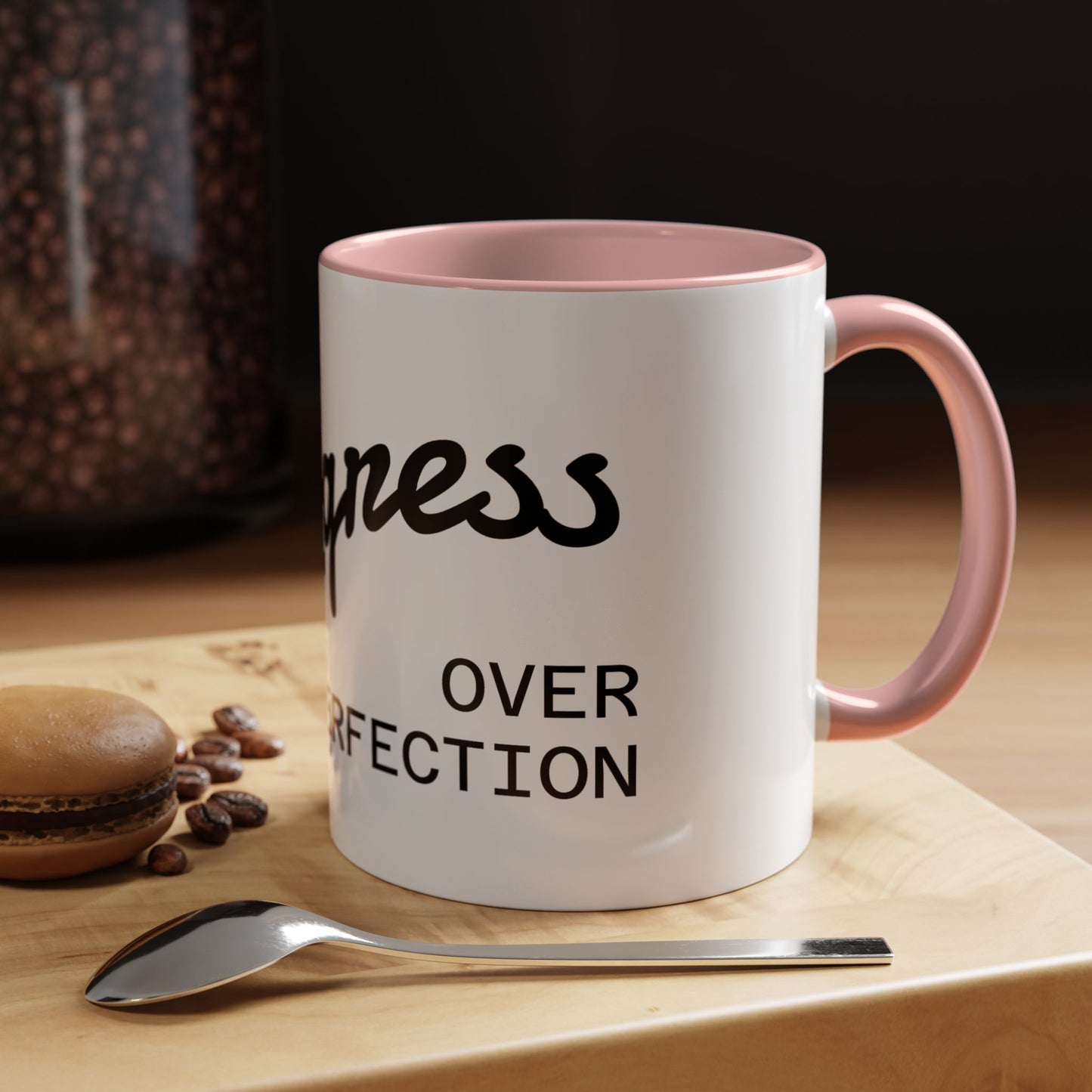 Motivational Accent Coffee Mug "Progress over Perfection"