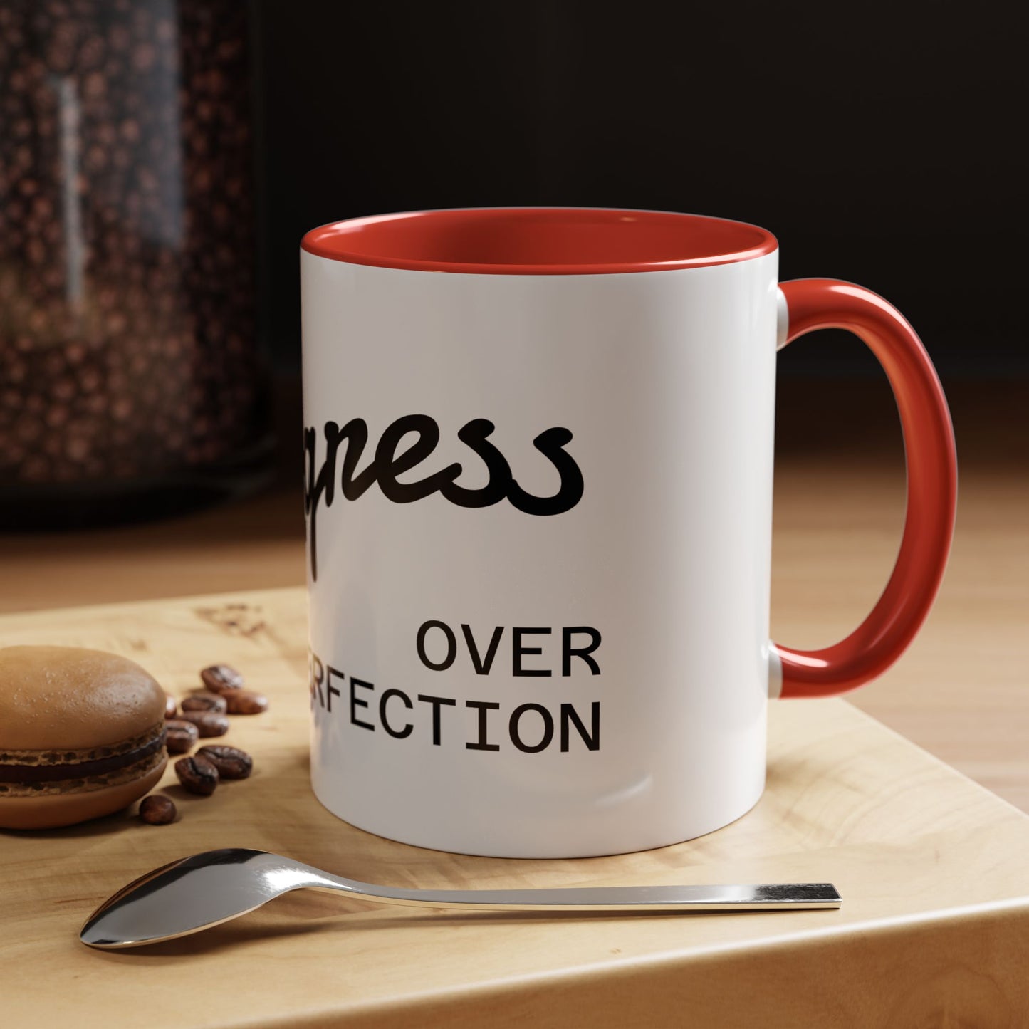 Motivational Accent Coffee Mug "Progress over Perfection"