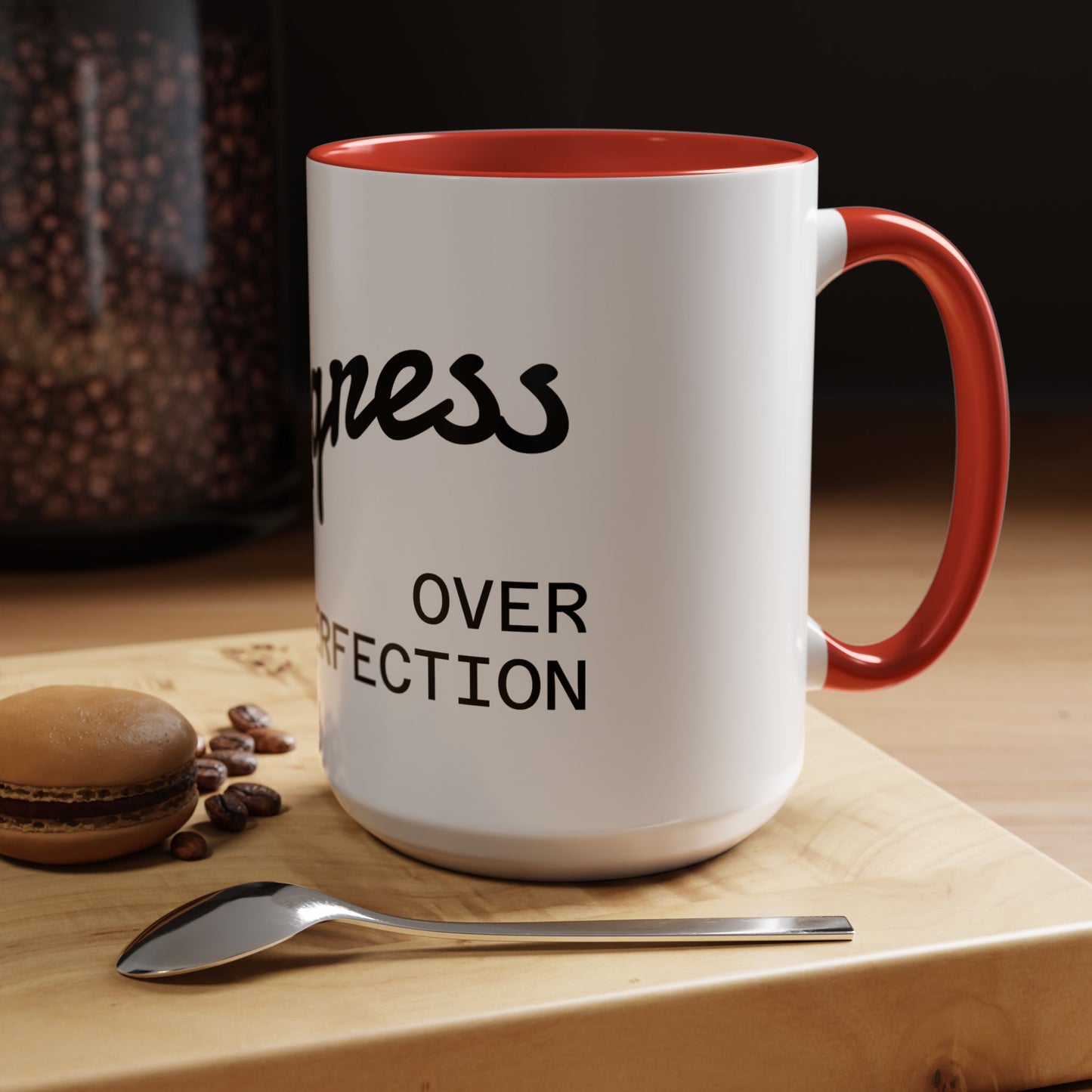 Motivational Accent Coffee Mug "Progress over Perfection"