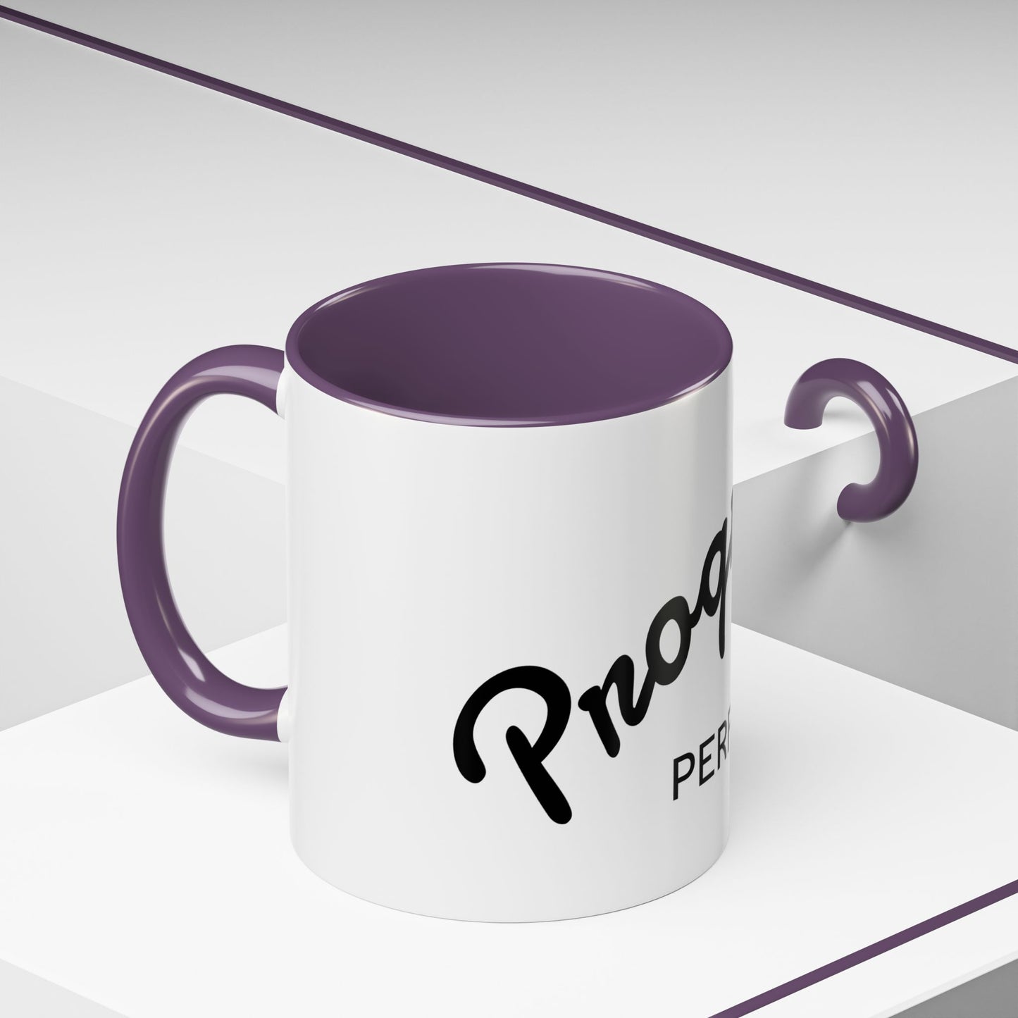 Motivational Accent Coffee Mug "Progress over Perfection"