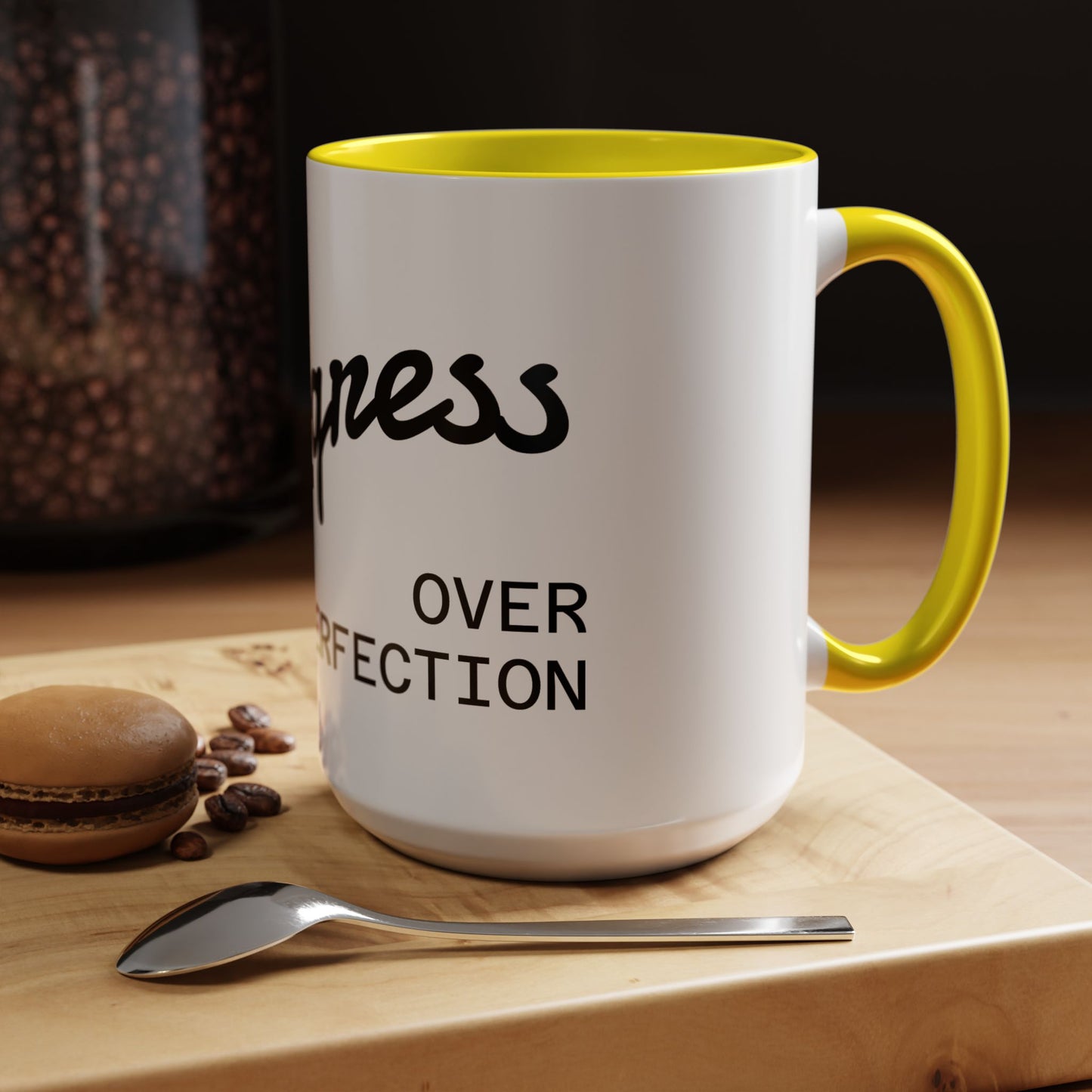 Motivational Accent Coffee Mug "Progress over Perfection"