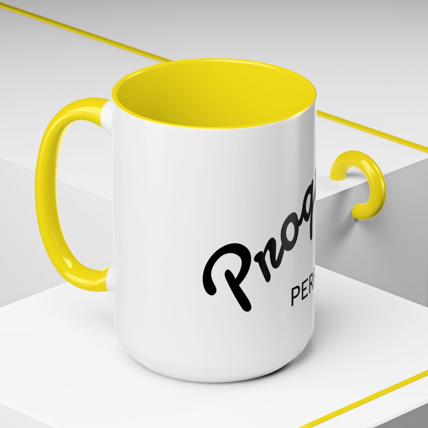 Motivational Accent Coffee Mug "Progress over Perfection"