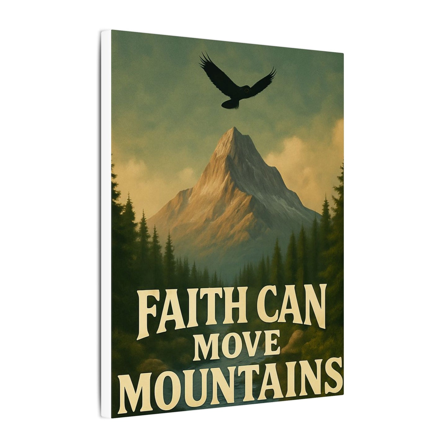 Motivational Wall Art Canvas, Inspirational Nature Decor, Faith Can Move Mountains, Living Room Wall Art, Home Office Decoration