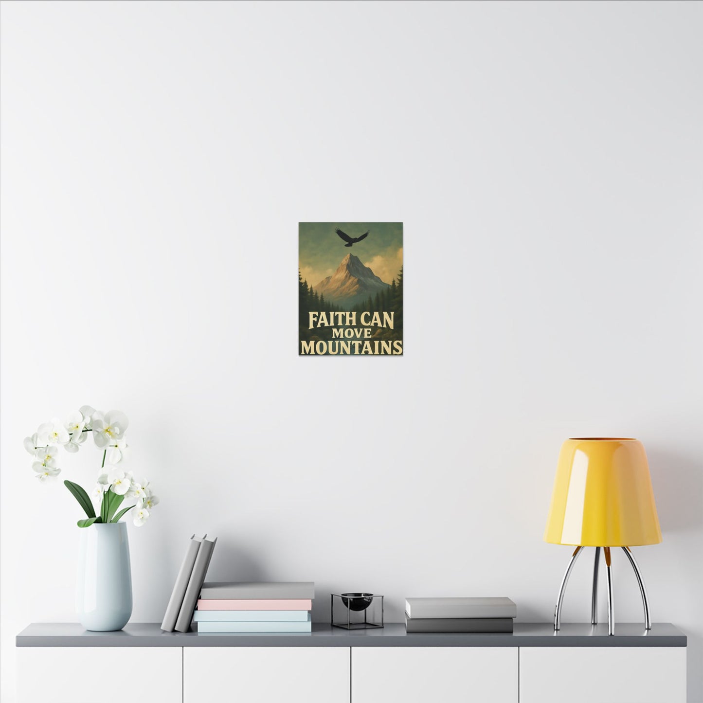 Motivational Wall Art Canvas, Inspirational Nature Decor, Faith Can Move Mountains, Living Room Wall Art, Home Office Decoration