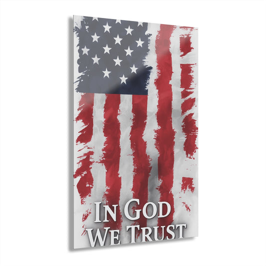 Patriotic Acrylic Print Wall Art, American Flag Decor, Faith-Inspired Home Decoration, Unique Gift, Inspirational Wall Hanging