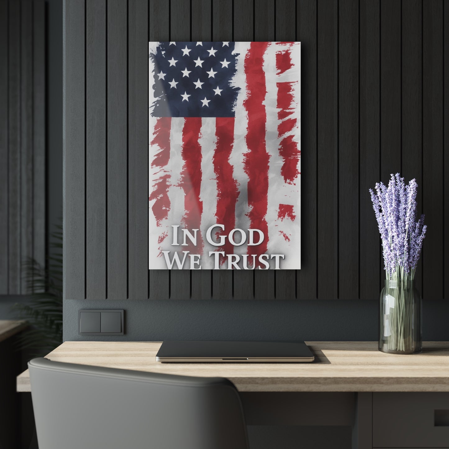 Patriotic Acrylic Print Wall Art, American Flag Decor, Faith-Inspired Home Decoration, Unique Gift, Inspirational Wall Hanging