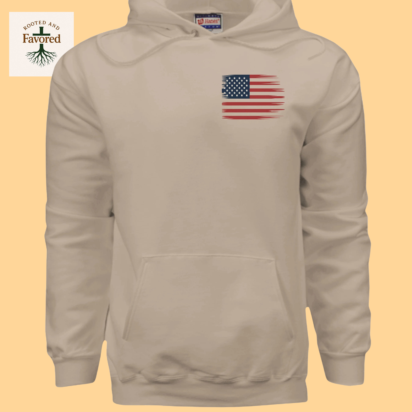 Men's Hanes Ultimate Pullover Hoodie "American Flag-In God We Trust"