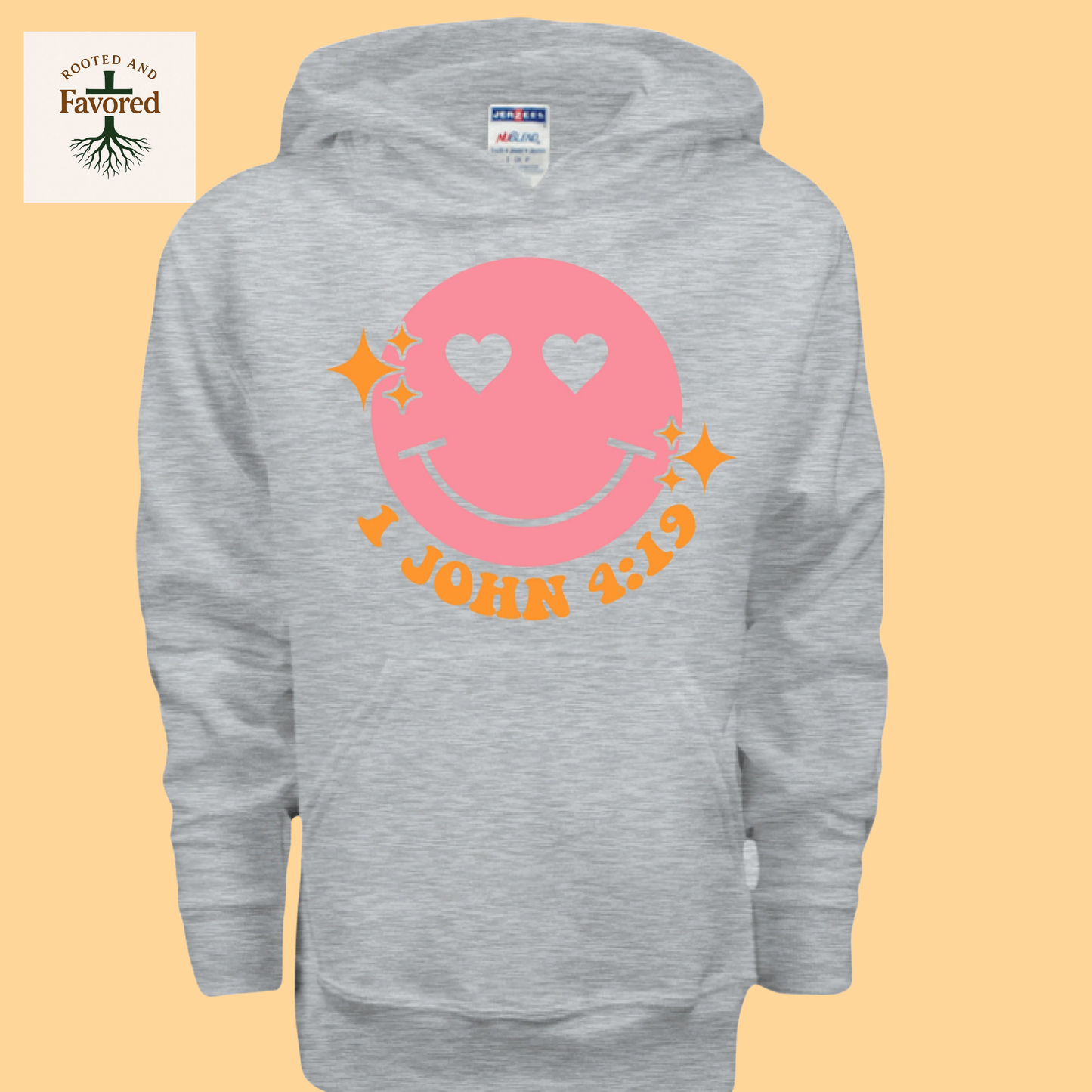 Girls Jerzees NuBlend Fleece Pullover Hoodie "1 John 4:19"