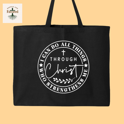 Q-Tees Jumbo Tote Bag "I can do all things through Christ"