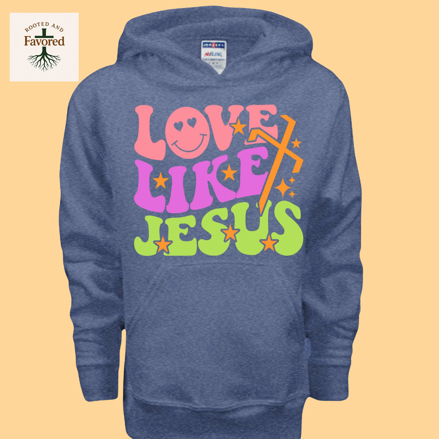 Girls Jerzees Youth NuBlend Fleece Hoodie  "Love Like Jesus"