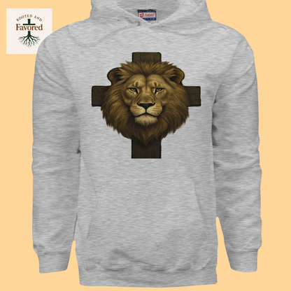 Men's Hanes Ultimate Cotton Pullover Hoodie " Lion and the Cross"