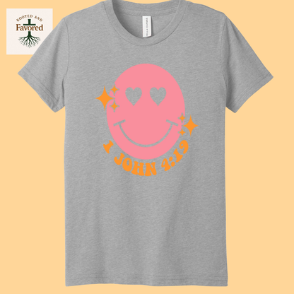 Girls Bella + Canvas Triblend Short-Sleeve T-Shirt " 1 John 4:19"