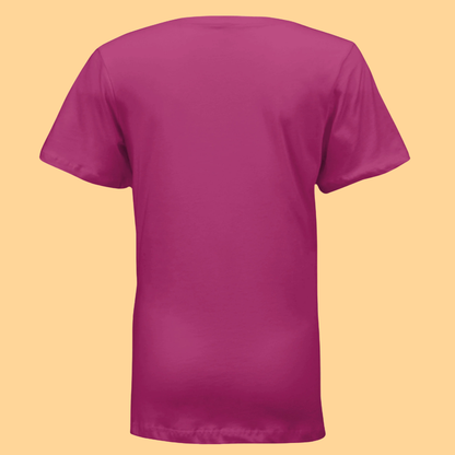 Women's Relaxed Jersey Short-Sleeve V-Neck T-Shirt "I Can Do All Things Through Christ Who Strengthens Me"