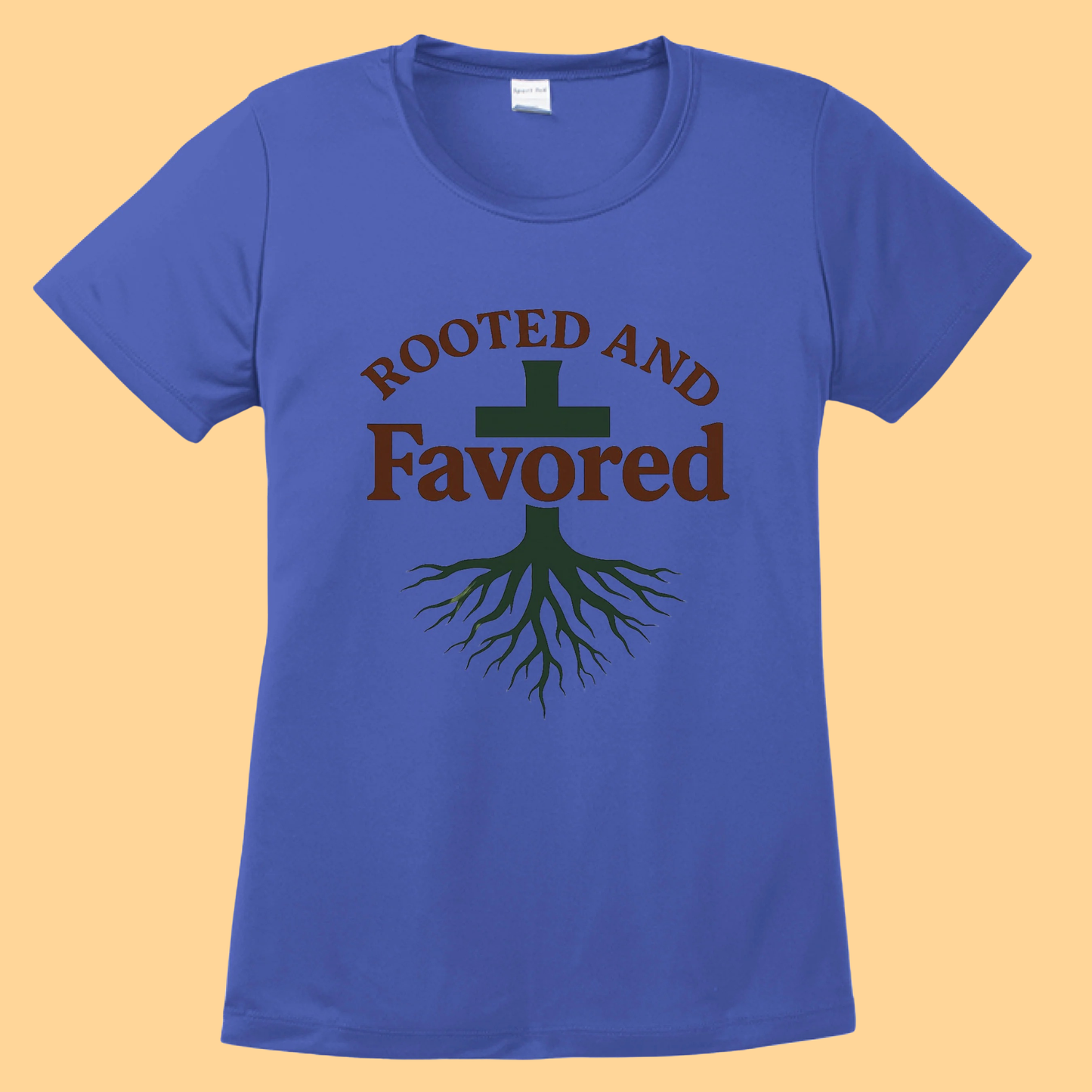 Women's Sport-Tek Competitor Tee "Rooted And Favored"