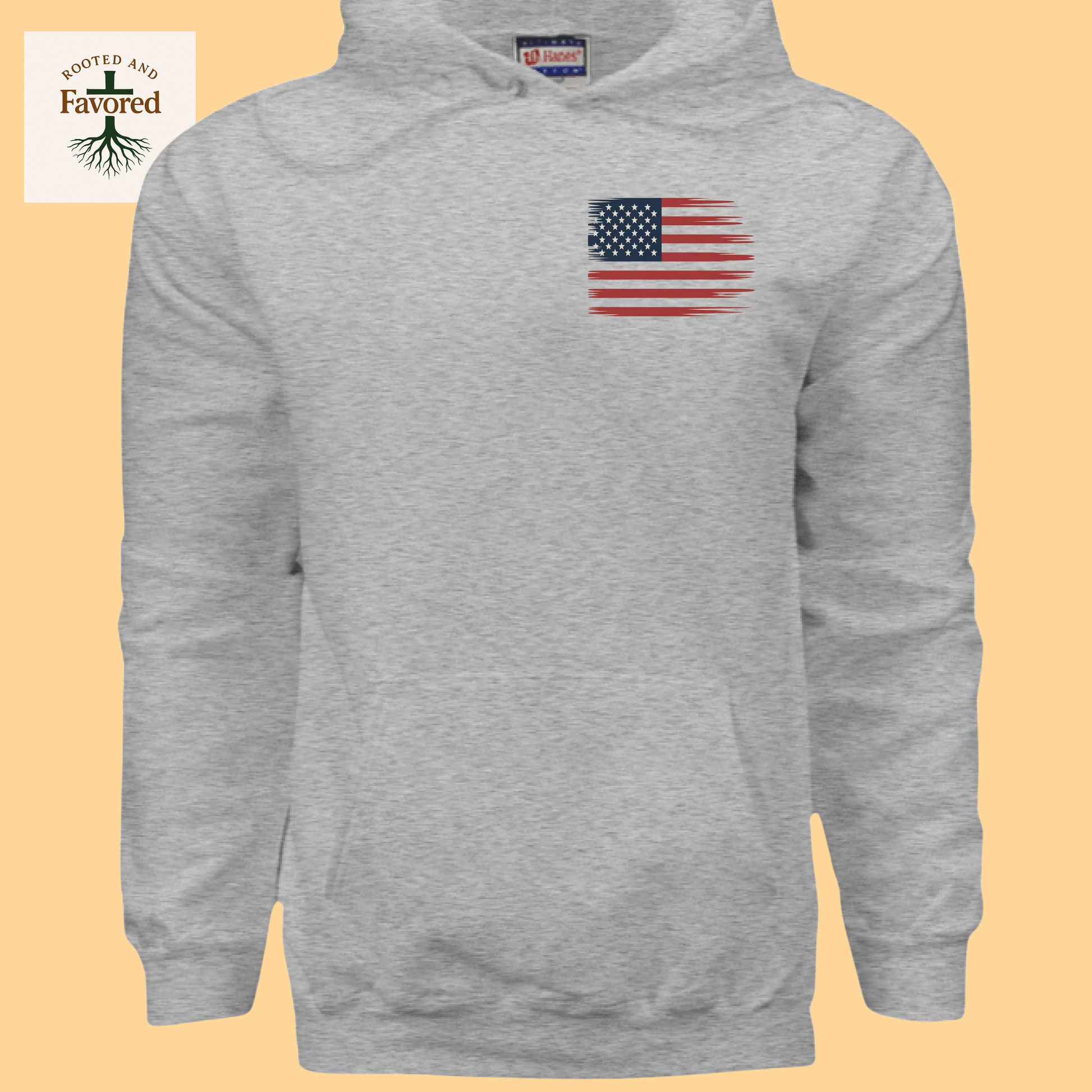 Men's Hanes Ultimate Pullover Hoodie "American Flag-In God We Trust"