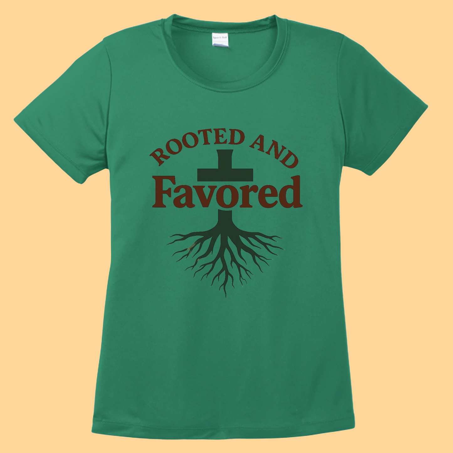 Women's Sport-Tek Competitor Tee "Rooted And Favored"