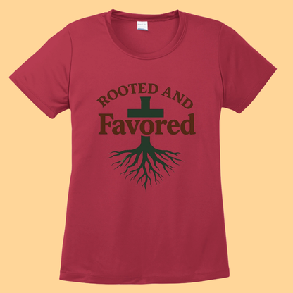 Women's Sport-Tek Competitor Tee "Rooted And Favored"