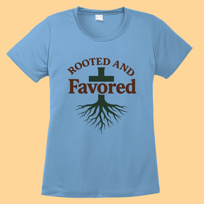 Women's Sport-Tek Competitor Tee "Rooted And Favored"