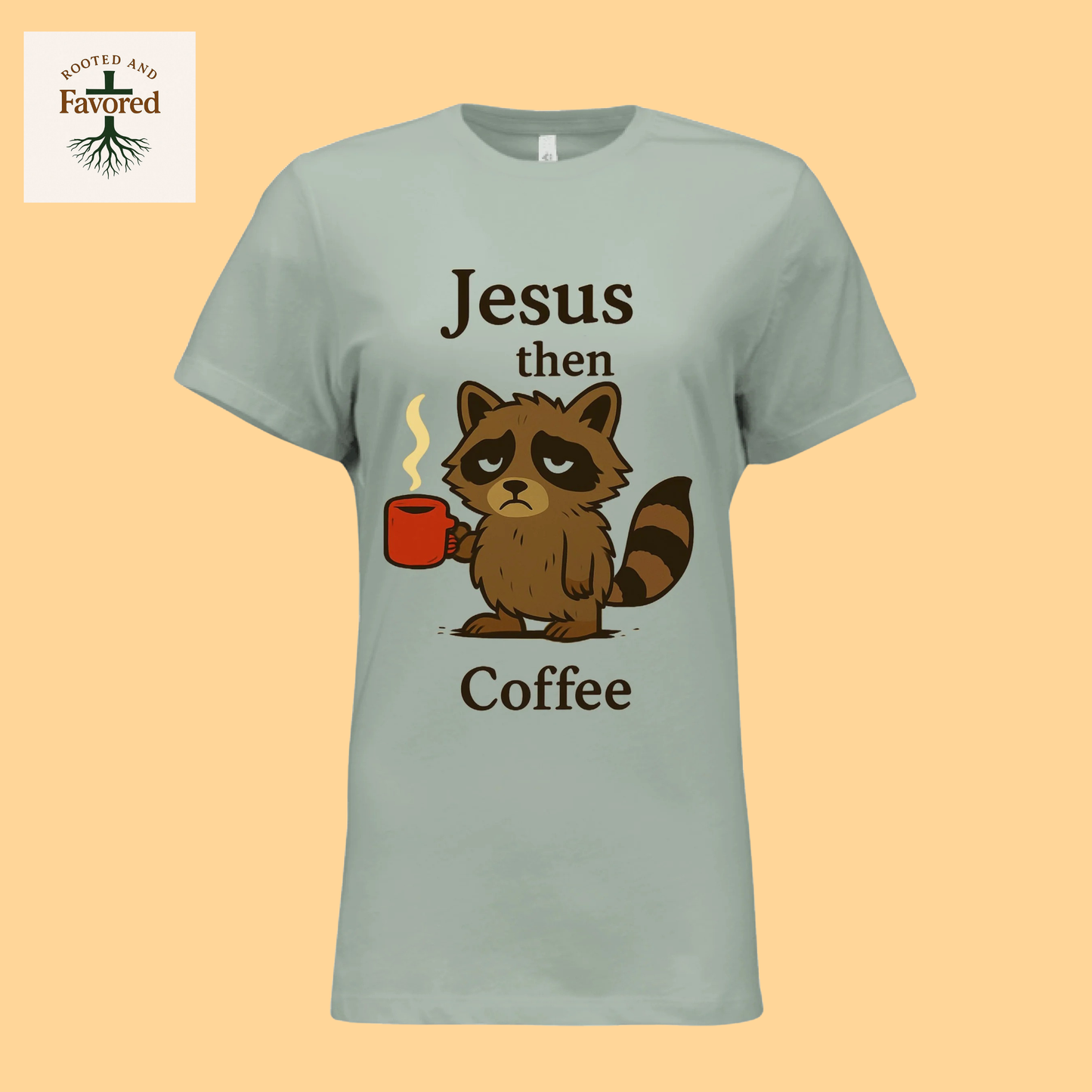 Womens Bella Relaxed Jersey T-Shirt "Jesus Then Coffee"
