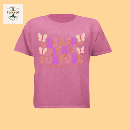 Girls Youth Next Level Princess T-Shirt "Created With A Purpose"